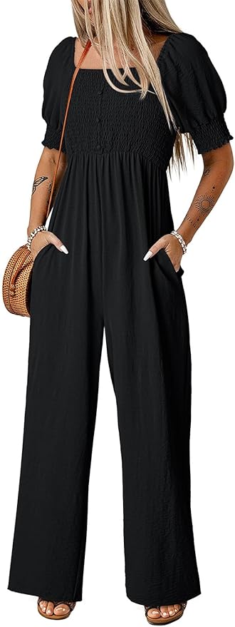 Dokotoo Lantern Sleeve Wide Leg Casual Overalls